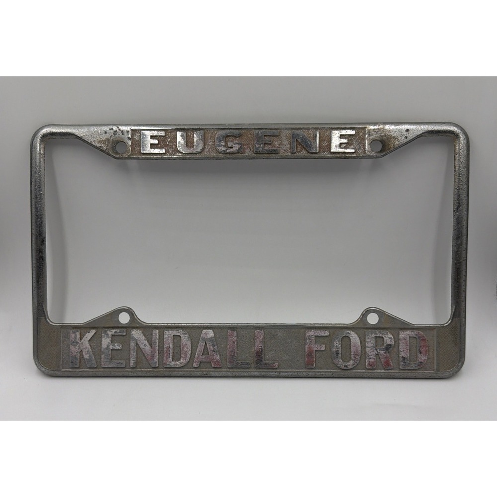 VINTAGE KENDALL FORD EUGENE OREGON METAL LICENSE PLATE FRAME